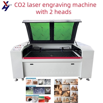 دقة عالية 2 رؤوس CO2 CNC أكريليك PVC ليزر قطع حفر حفرة حفرة آلة